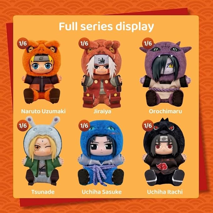 Naruto Shippuden × Cute Beasts Sitting Party Series Figure Blind Box, Collectible Ornament, Cartoon Theme, Multicolor （Random 1pc