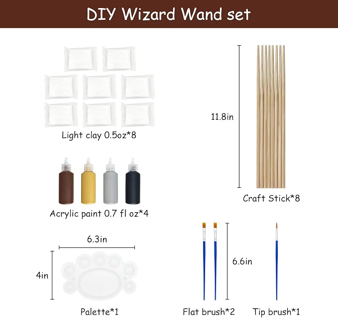 Maikoi Magic Wand Making Kit for Kids Adults DIY Craft Set Wizard Birthday Party Supplies Make Your Own 8 Wands (24-Piece)