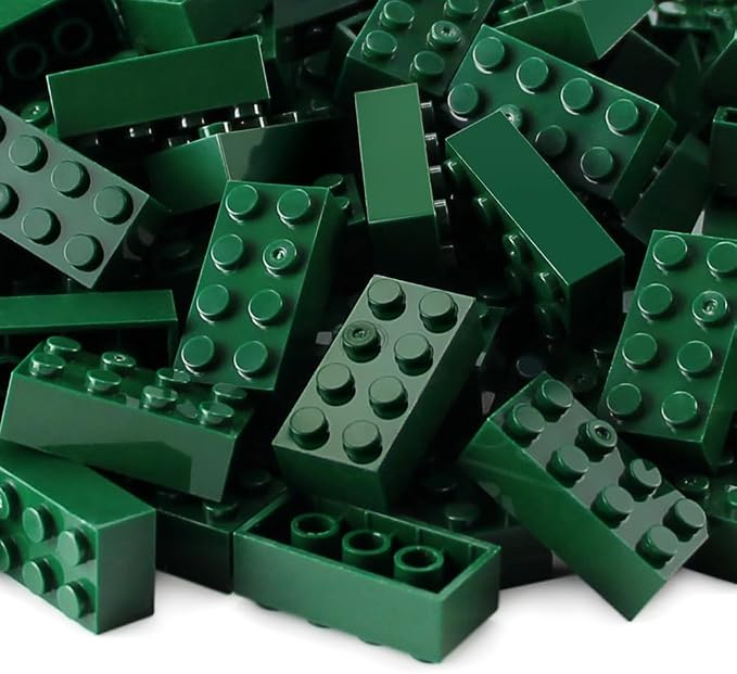 100pcs 2x4 Bricks Dark Green Pieces Parts Classic Building kit Creative Play Set Basic Blocks Toy Accessories Compatible with 3001 Major Brands