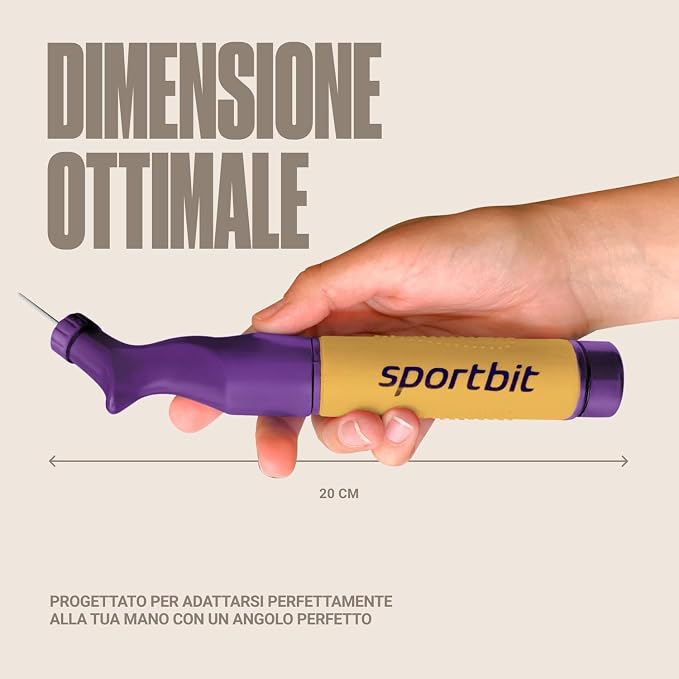 SPORTBIT Ball Pump for Sports Balls - Push & Pull Inflating System - Hand Pump for Exercise Balls - Volleyball Pump, Basketball Inflator, Ball Air Pump - Goes with 5 Needles Set