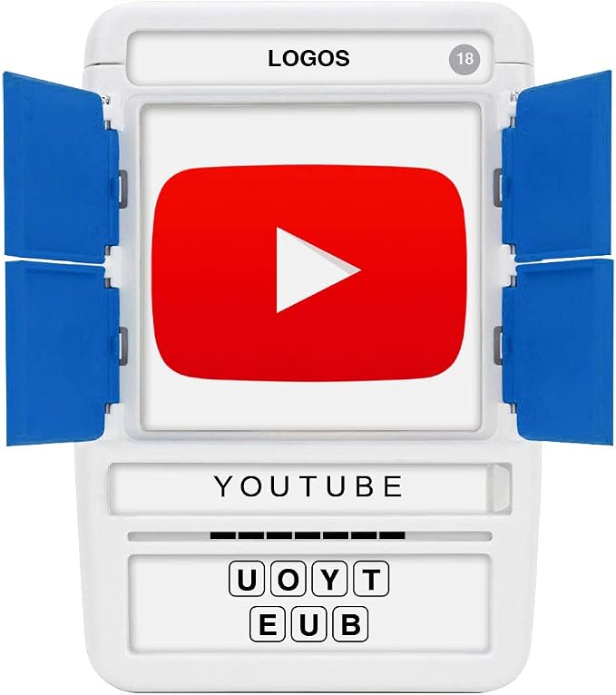 100 PICS Logos Travel Game - Guess 100 Logos | Flash Cards with Slide Reveal Case | Card Game, Gift, Stocking Stuffer | Hours of Fun for Kids and Adults | Ages 6+