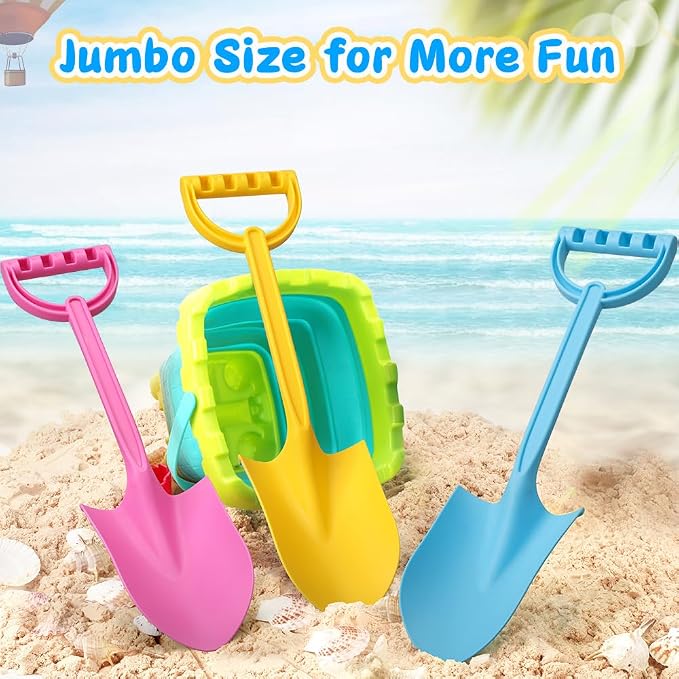 Big 16" Thick Beach Sand Toy Shovels for Kids Adults, Jumbo Scooping Spade Toys Kit Sandbox Toy for Yard Garden Lawn Play Sand, Outdoor Gardening Digging Tool Sturdy Gift Set for Boys Girls 3 Pack