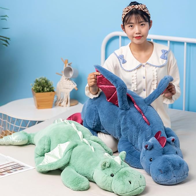 Weighted Dragon Stuffed Animal 35.4" 5Lbs, Medium Blue Weighted Plush Dragon Toy for Kids and Adults(2025 Weighted Version)