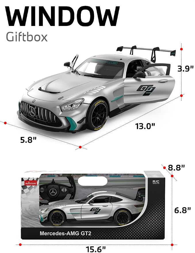 RASTAR 10220 1/14 RC Car Mercedes-AMG GT2 with Openable Doors | Officially Licensed, Ideal Gift, Working Lights, Independent Suspension, Racing Car Model for Play & Display