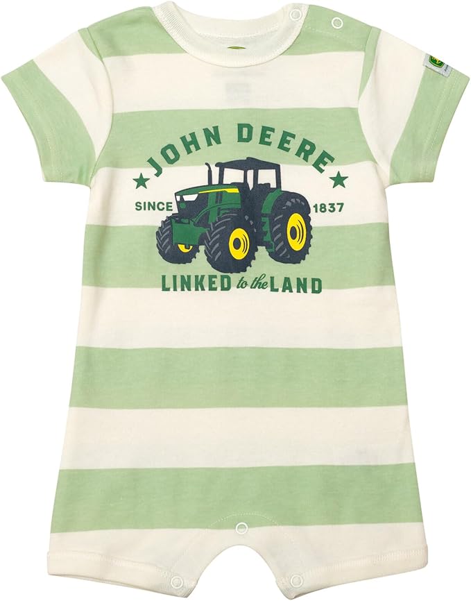 John Deere Baby Boys' One Piece Short Sleeve Romper Newborn to Infant