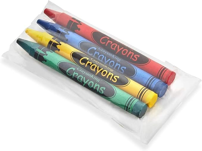 CrayonKing 600 Bulk Crayons, 150 Individually Wrapped 4-Packs | Non-Toxic, Perfect for Restaurants, Perfect for Classrooms, Perfect for Parties, Goodie Bag Fillers, 4 Assorted Colors
