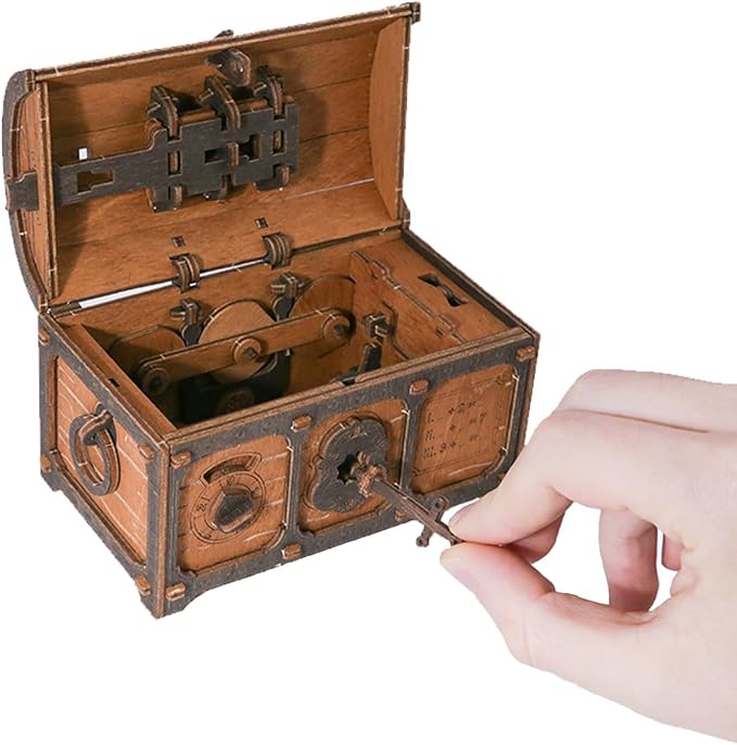 WOODEN.CITY Treasure Chest Puzzle Box for Adults – 3D Wooden Puzzles Mystery Box Brain Teaser & Escape Room Game with Secret Opening (165 Pieces, Gift Idea)