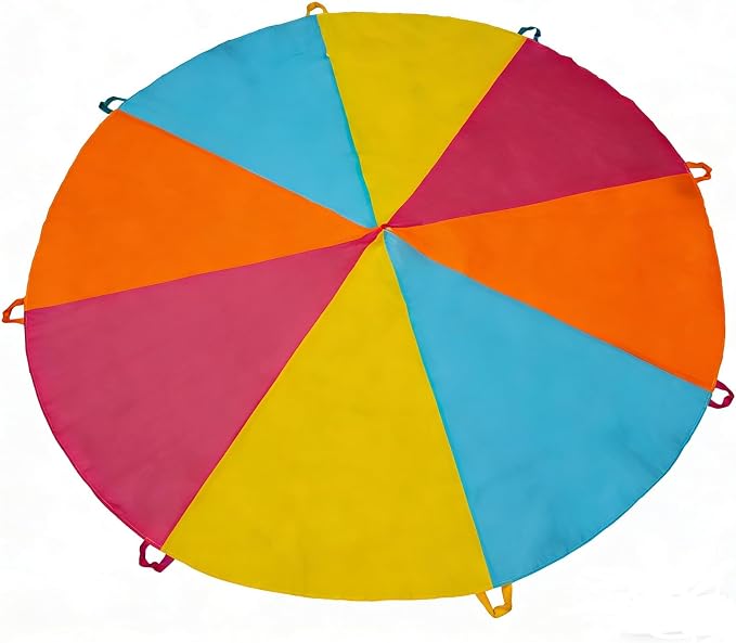 SPINFOX Multicolored Parachute - 6FT, 10FT, 20FT with Handles for Kids Indoor Outdoor Play