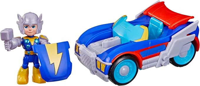 Marvel Iron Man and His Awesome Friends Thor Thunder Roadracer Action Figure & Toy Vehicle, 3-Inch (7.6 CM) Super Hero Toys, 3+