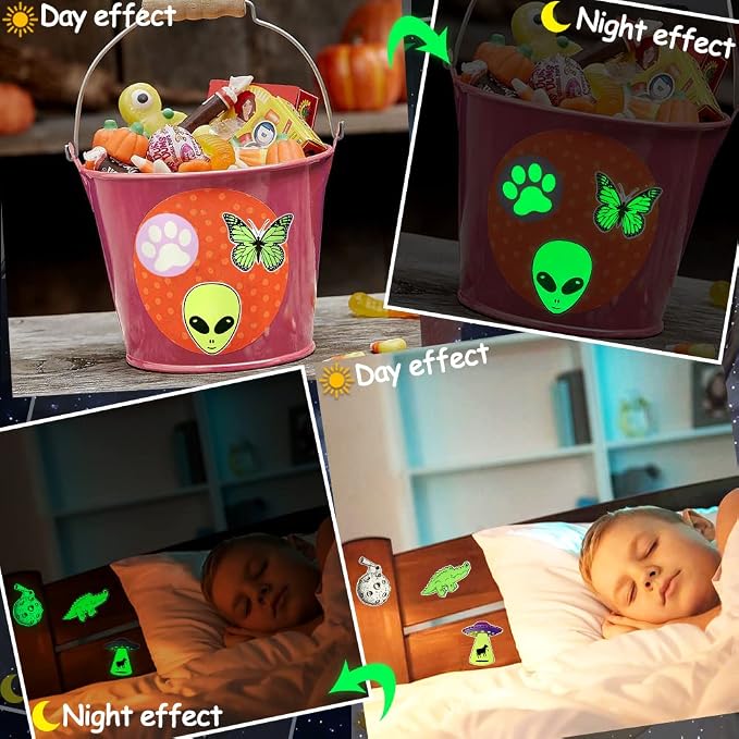 QTL Glow in The Dark Wall Stickers for Kids Glowing Party Supplies Waterproof Vinyl Stickers for Water Bottle Laptop 20Pcs