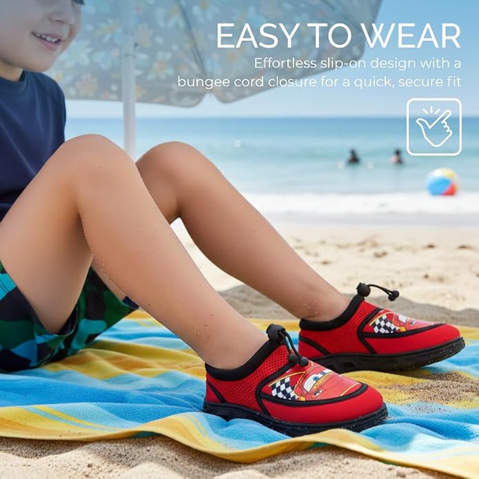 Toy Story Cars Boys Water Shoes Kids Sandals Lightning McQueen Woody Buzz Lightyear Monster Jam Grave Digger Pool Aqua Socks Bungee Waterproof Quick Dry 5-10 Toddler 11-12 Little Kid