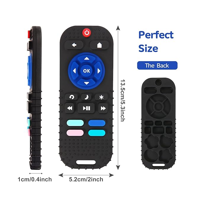 Hooku 2 Pack Remote Teether for Baby, Silicone Teethers for Babies 6-12 Months, Baby Teething Toys for Babies 0-6 Months, Remote Control Toy, Infant Gifts for Boys Girls