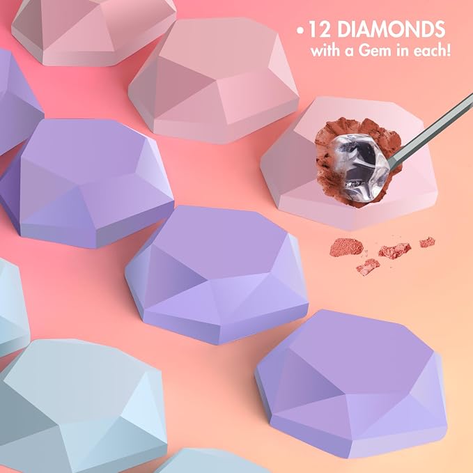 Piano Potato Gemstone Dig Kit, Dig Up 12 Real Gems & Crystals, Gem Dig Kit with Diamond-Shaped Blocks, Educational Excavation Toy for Kids 6 7 8 9 10 11 12 Years
