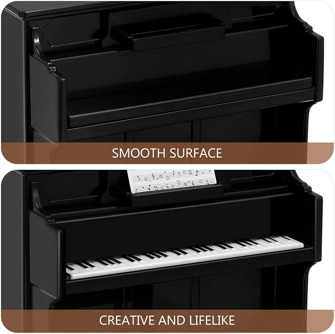 TOYANDONA Piano Keyboard Dollhouse Piano Model Miniature Upright Stool Musical Educational Toy for Kids Micro Landscape Fairy Garden Black