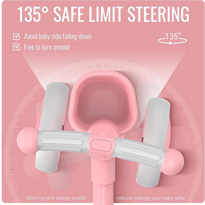 Umatoll Colorful Lighting Baby Balance Bike Toys for 1 Year Old Girl Gifts, Adjustable Seat, First Birthday Gifts, 12-24 Months Toddler Bike, New Pink
