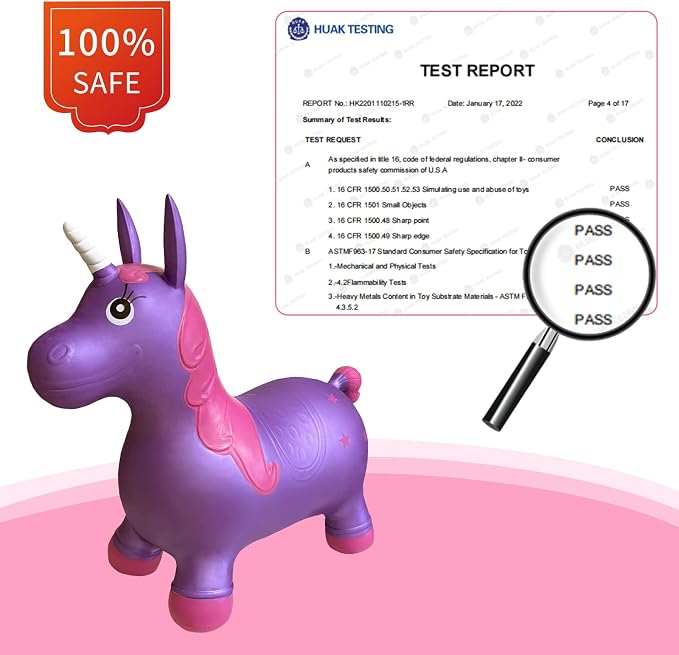 HotMax Unicorn Bouncy Horse Toys for 2 Year Old Girl, Toddlers Bouncing Animals, Ride on Rubber Jumping Toys for Baby Girl or Boy 1st Birthday Gift for 2 3 4 Year Old (Violet Unicorn)
