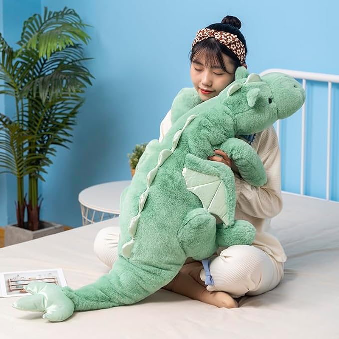 Giant Dragon Stuffed Animal 51.2" 8Lbs, Soft Weighted Stufffed Plush Toy, Green Dragon Plushy Pillowfort for Kids and Adults