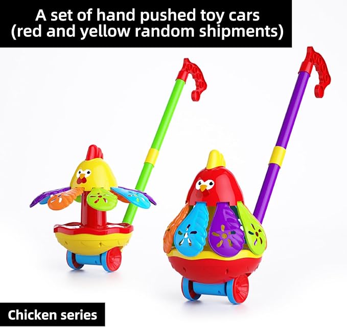 Toys car for Kids with Spinning Wings & Jingle Bell - Educational Fun for Christmas, Halloween, Thanksgiving, Birthday Gifts, Rooster Toys - Toddler Push Toys(Color Random)