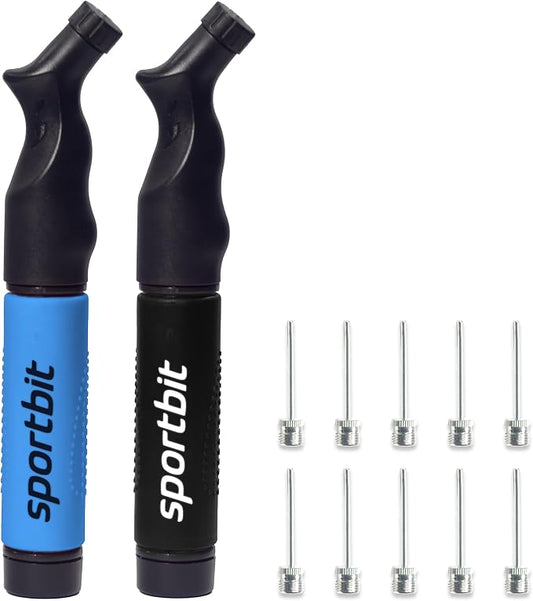 SPORTBIT Ball Pump for Sports Balls - Push & Pull Inflating System - Hand Pump for Exercise Balls - Volleyball Pump, Basketball Inflator, Ball Air Pump - Goes with 5 Needles Set