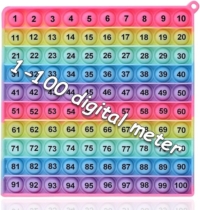 Math operations1-100 Number Learning Pop Fidget Toy, Rainbow Colors, Large Square Math Educational Sensory Game