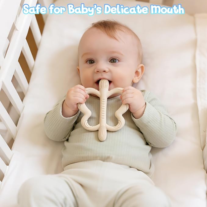 Baby Teether Toys for Babies 0-6 Months 2 Pack, Butterfly Silicone Baby Teething Toys for 6-12 Months, BPA-Free Sensory Chew Toy for Teething Relief, Soothes Sore Gums for Baby Boys & Girls