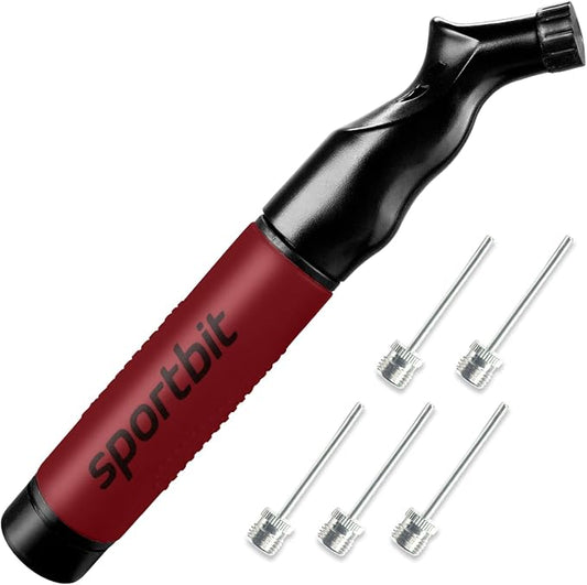 SPORTBIT Ball Pump for Sports Balls - Push & Pull Inflating System - Hand Pump for Exercise Balls - Volleyball Pump, Basketball Inflator, Ball Air Pump - Goes with 5 Needles Set