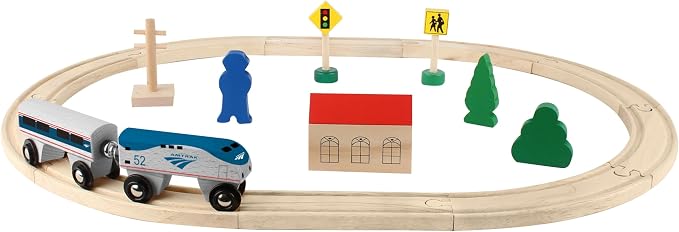 Daron Worldwide Trading Daron Amtrak Wooden Train Set (20 Piece)