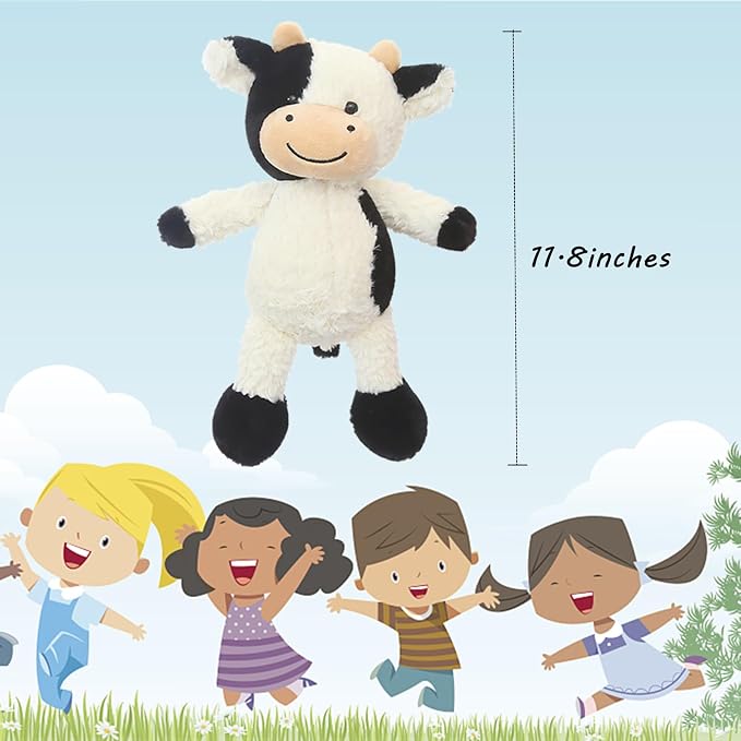 BSVOME 11.8 inches Cow Stuffed Animal Soft Plush Cute Cow Doll for Boys Girls