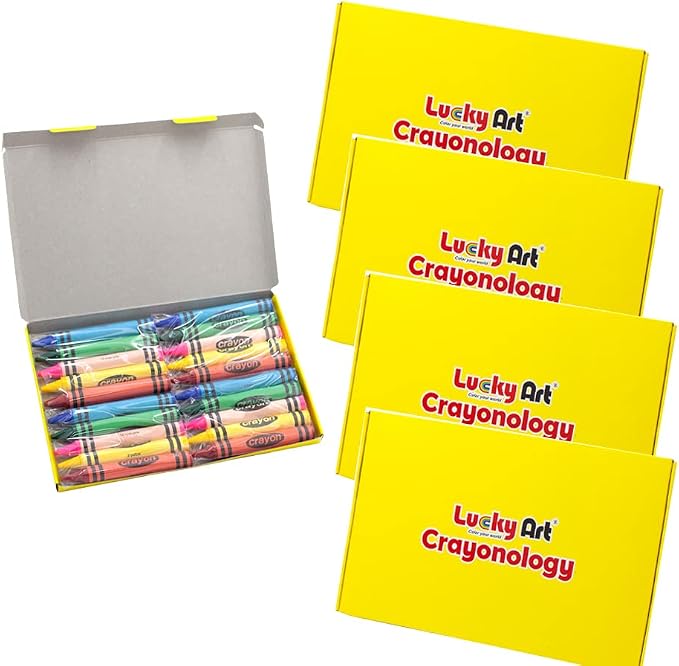Lucky Art 20 Sets of 5 Packs (100 count) Jumbo Size Crayons - Mini Crayon Packs Non-Toxic; Crayons in bulk for Kids Party Favors, School Supplies for Teachers & Travel