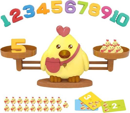 Snugzy Chicken Balance Counting Toys, Number Counting Scale Games for Kids Cool Math Learning Games for Boys and Girls Preschool Kindergarten Learning STEM Montessori Educational Toys for 3+