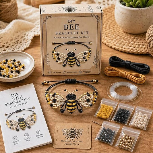 DIY Beaded Bracelet Making Kit, Beginner-Friendly Beaded Bracelet Animal Making Kit, Three-Dimensional Beadwork Jewelry Craft Kit with Full-Color Instruction Sheet, for Craft Lover (Bee)