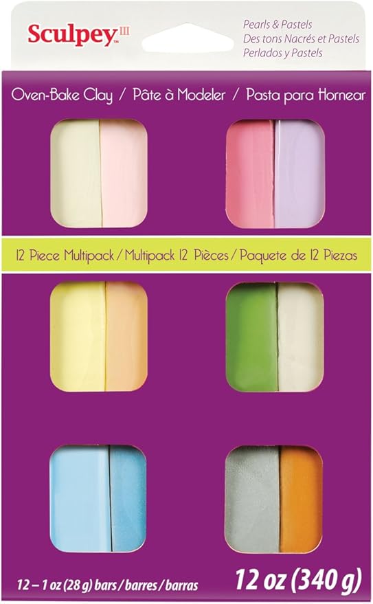 Sculpey III® 12 Pastel Colors of Polymer Oven-Bake Clay, Non Toxic 12 oz., Great for Modeling, Sculpting, Holiday, DIY & School Projects.Perfect for Kids & Beginners!