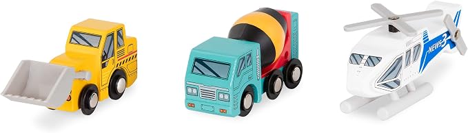 Battat – Wood Cars for Kids – 6 Pieces Toy Vehicle Set – Mini Rescue & Construction Vehicles – Toddler Truck Toys – 3+ Years– Wooden Vehicles Set 1