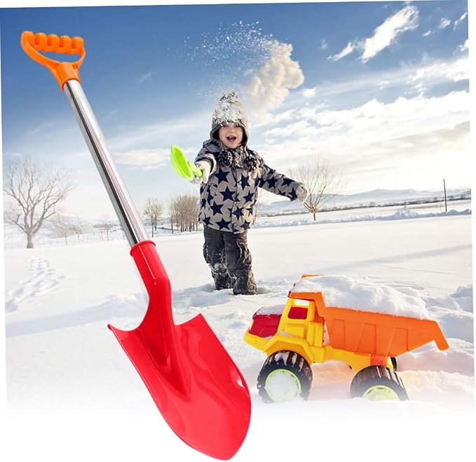 Kids Stainless Steel Snow Shovel, Kids Snow Shovel Beach Shovels for Stainless Steel with Plastic Scoops and Handle 3PCS