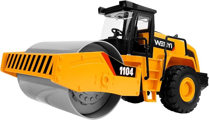 Steam Roller Toy, 15" Road Roller Toy, 1:10 Scale Classics Roller Truck Toy, Real Working Parts, Motion Drive Technology & Lights & Sounds, Indoor/Outdoor Play, Ideal Sand/Beach Toy - Easter Gifts