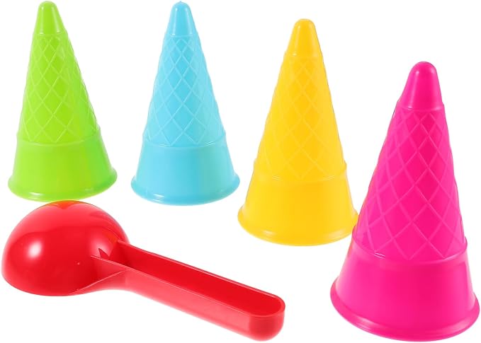 Toyvian Kids Beach Toys Ice Cream Cone Scoop Model Beach Play Toys Children Outdoor Play 5 Pieces (Random Color)