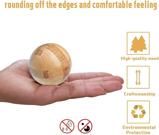 Brain Teaser Puzzle 20Pcs Unlock Interlock Game IQ Test Wooden Toy 3D Unlock Interlock Puzzle Magic Ball Brain Teaser Toy Puzzles for Adults