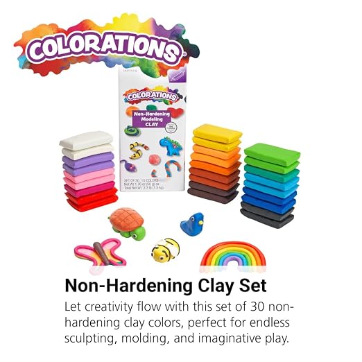 Colorations Non Hardening Clay, Set of 30 Clay Bricks, Great for Classroom or After School Programs