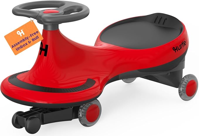 Hurtle Swing Ride On Car, Wiggle Car Toy for Kids, No Pedals, Batteries or Gears, Safe Toddler Ride On Toy with Twist & Go Motion, for Indoor & Outdoor Use, Suitable for Kids Above 2 Years, Red