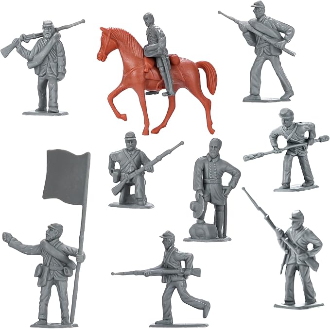 HAPTIME Civil War Army Men Set (42 pcs ) , American Civil War Toys, Plastic Army Men Action Figures, Including Flagman, Knight, Soldier, Perfect for School Project Dioramas, Revolutionary War Toys