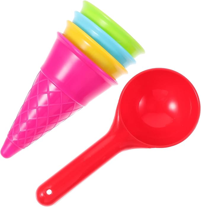 Toyvian Kids Beach Toys Ice Cream Cone Scoop Model Beach Play Toys Children Outdoor Play 5 Pieces (Random Color)