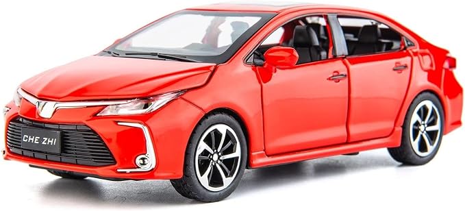 BDTCTK Compatible for 1:32 Corolla Model Car, Zinc Alloy Pull Back Toy Car with Sound and Light for Kids Boy Girl Red