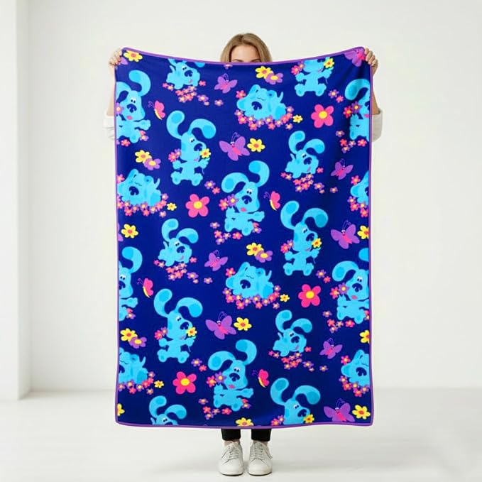 Silver Buffalo Blue's Clues Flowers and Butterflies 45" x 60" Fleece Throw, Soft and Cozy Blanket, 180 GSM