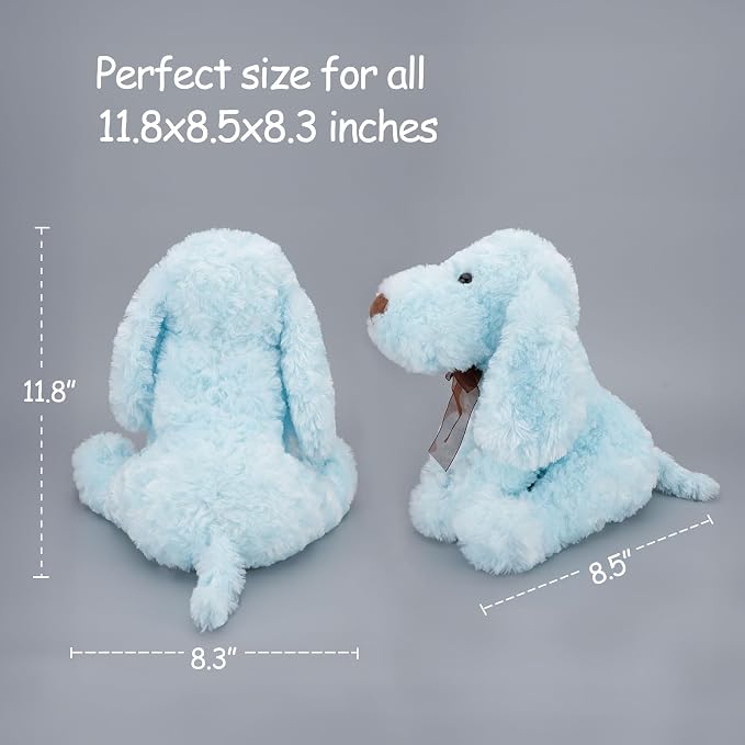 WEIGEDU Blue Goldendoodle Furry Poodle Puppy Dog Blue Stuffed Animal Plush Toys for Kids Boys Girls Birthday Bedtime Xmas Gift, 11.8 inches