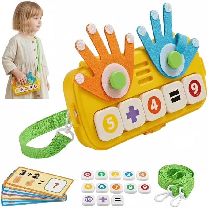 Montessori Educational Toys for 3 Year Old, Upgraded Washable ABS Math Manipulatives & Number Blocks Toys, Splinter-Free Finger Counting Board for Homeschool Travel, Boys Girls