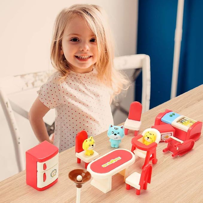 BananMelonBM 50 Pack Kids Little Dollhouse Furniture Toys House Big Dreams for Baby Children Girls Boys Age 3+