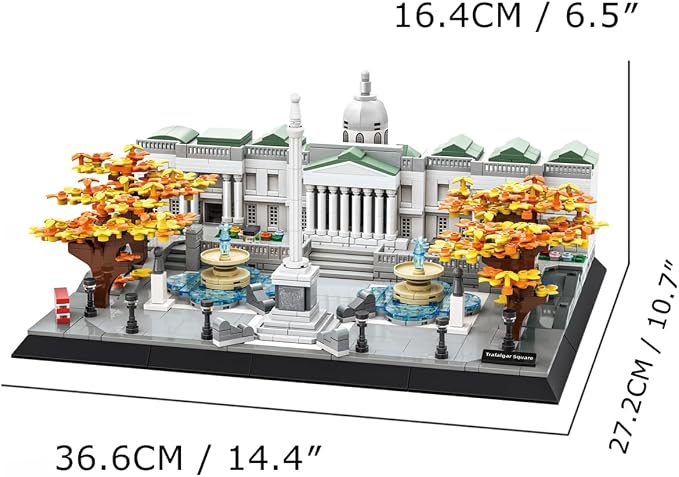 Trafalgar Square London Building Set (1245 Pieces), Architecture Building Blocks Toys, Home Décor Model Gifts for Kids and Adults