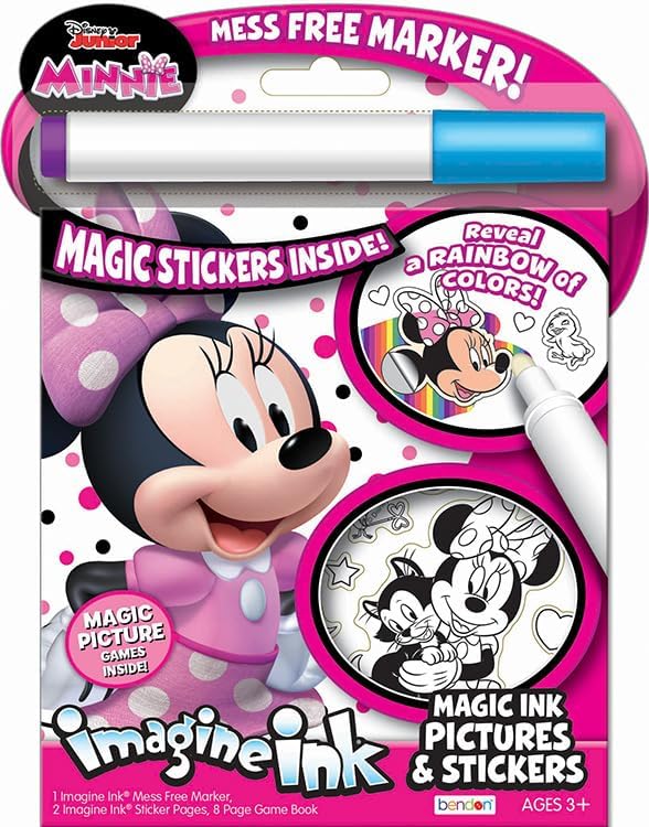 Magic Ink Coloring Book Set for Kids - Bundle with 3 Imagine Ink Books for Girls Featuring Minnie Mouse, Paw Patrol, and Disney Princesses | Mess Free Coloring Pages for Kids