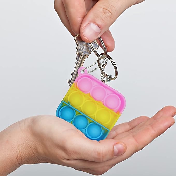 30 Pcs Tie Dye Squeeze Pop Bubble Simple Fidget Sensory Toys, Keychain Wrap Small Pop Bulk Classroom Prizes Relieve Anxiety Stress Toy for Kids Adult