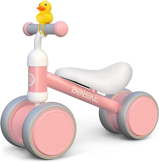 Baby Balance Bike Toys for 12-36 Months Kids Toy Boy Girls Gifts Toddler Best First Birthday Gift Children Walker No Pedal Infant 4 Wheels Bicycle (Pink)